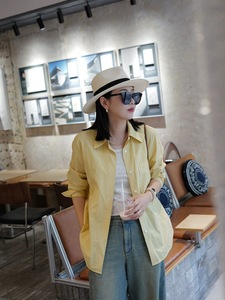 เสื้อเชิ้ตแขนยาวผ้าฝ้ายสีน้ำเงินปรัสเซียสำหรับผู้หญิง ผ้าฝ้าย 100% สวมใส่สบาย ทรงคลาสสิก ไม่ตกยุค เหมาะสำหรับใส่ลำลอง ย้อมสีพิเศษสำหรับฤดูใบไม้ผลิและฤดูร้อน - Product Image 5