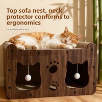 Arbre à chat tout-en-un TV Design avec niche, griffoir anti-chute de poils, maison de jeu multifonctionnelle universelle quatre saisons pour animaux de compagnie