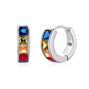 Dylam Rainbow Hoop <b>Earrings</b> for Women Girls Rhodium 18k Gold Plated Rainbow 5A Cubic Zirconia <b>Fine</b> Fashion Jewelry <b>Stud</b> <b>Earrings</b> - Product Image 1
