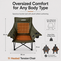 Silla de Playa Plegable Portátil con Marco de Acero y Tela Oxford, Estilo Pesca, con Calefacción, Muebles de Exterior con Logotipo Personalizado
