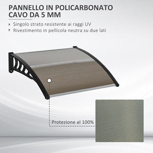 Outsunny Toldo de policarbonato para exteriores para puertas y ventanas con kit de montaje 103x96. 5x27cm-Marrón - Product Image 4