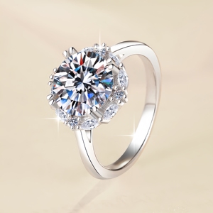 طراز فاخر مطلي بالروديوم 3 و 5 و 10 قيراط VVs1 مويسانيت S925 خاتم فضة إسترليني هدية خطوبة للنساء - Product Image 2