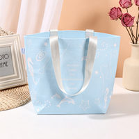 Sac fourre-tout de shopping en RPET recyclé, écologique, imperméable, bleu ciel, non tissé, cousu, avec logo personnalisé, vente en gros OEM