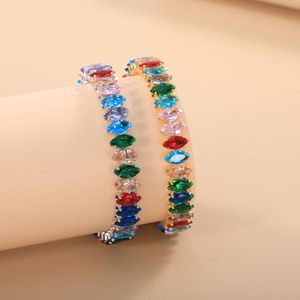 Bracelet Marquise en Zircon pour Femme, en Alliage de Cuivre avec Sertissage Clos, Bijou de Soirée Scintillant, Bracelet Rigide en Cristal, Tendance et Luxe Léger - Product Image 3