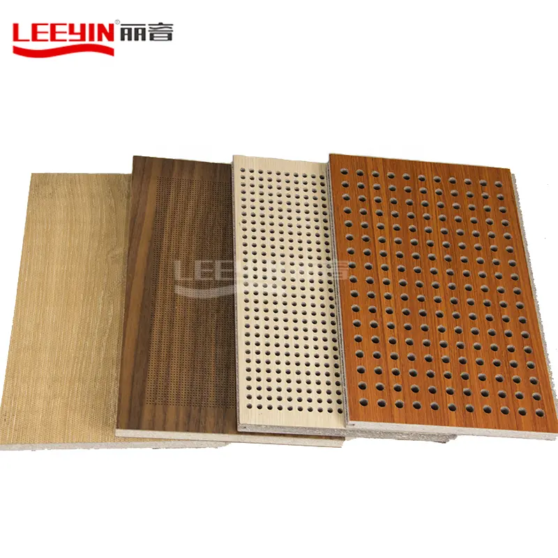 Leeyin precio de fábrica interior retardante de fuego ruido reducir Oficina mgo perforado panel acústico de madera