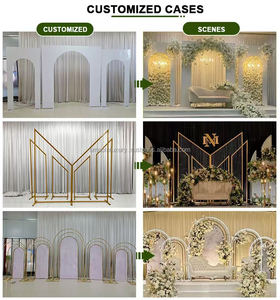 Support en fer de mariage lisse Double usage étagères égarées lustres suspendus support en arc de fond en métal blanc décoration d'événement - Product Image 5
