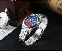 Montre pour homme San Martin vintage mécanique automatique 9015 10atm en acier inoxydable avec dégradé de couleurs et incrustation de nacre, vente en gros personnalisée