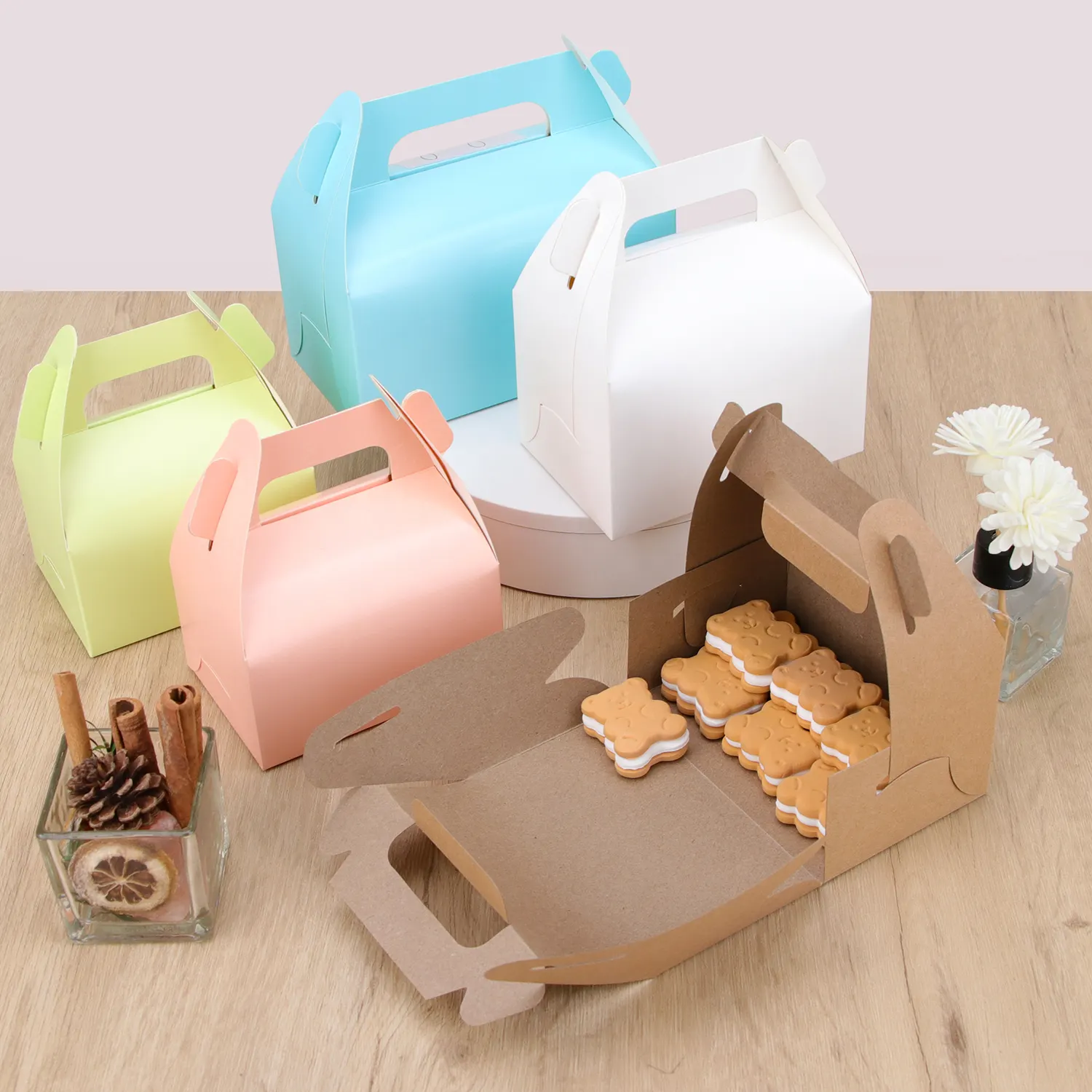 Hediyeler Favor kutusu çocuk doğum günü partisi Kraft kağıt Gable hediye kutuları