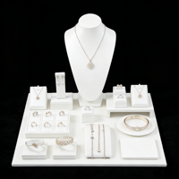 Support à bijoux réglable en cuir brossé blanc, mini présentoir de comptoir pour vitrine de vente au détail
