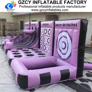 Château gonflable interactif Tic Tac Toe de qualité commerciale, violet, jeu à <span class=keywords><strong>4</strong></span> rangées, certifié CE, taille et couleur personnalisables pour le carnaval - Product Image 4