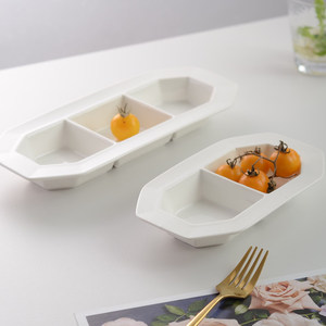 Assiettes en céramique plates de forme de <span class=keywords><strong>pois</strong></span> à trois compartiments de 10 à 14 pouces, vaisselle en porcelaine en gros, plats de service pour restaurant - Product Image 6