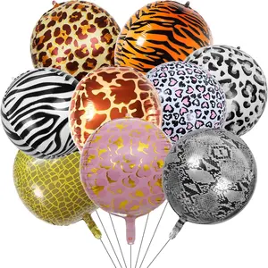 22inch 4d balloon animal balloon tiger zebra leopard crocodile sphere balloon birthday safari party decoration