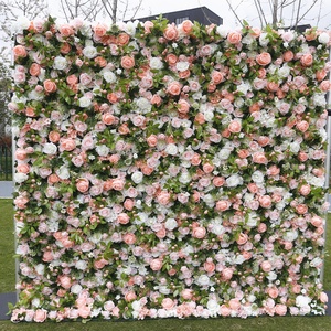 Customized pink and White Peony and Rose <b>Artificial</b> <b>Flower</b> <b>Wall</b> <b>Artificial</b> Plant and Fake <b>Flower</b> Wedding Party Background <b>Wall</b> - Product Image 1