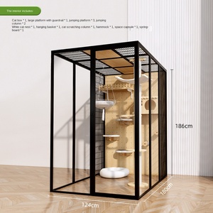 Gatto esterno di lusso Villa Super grande spazio in legno massello gabbia per gatti con lega di alluminio di lusso animale modello - Product Image 2