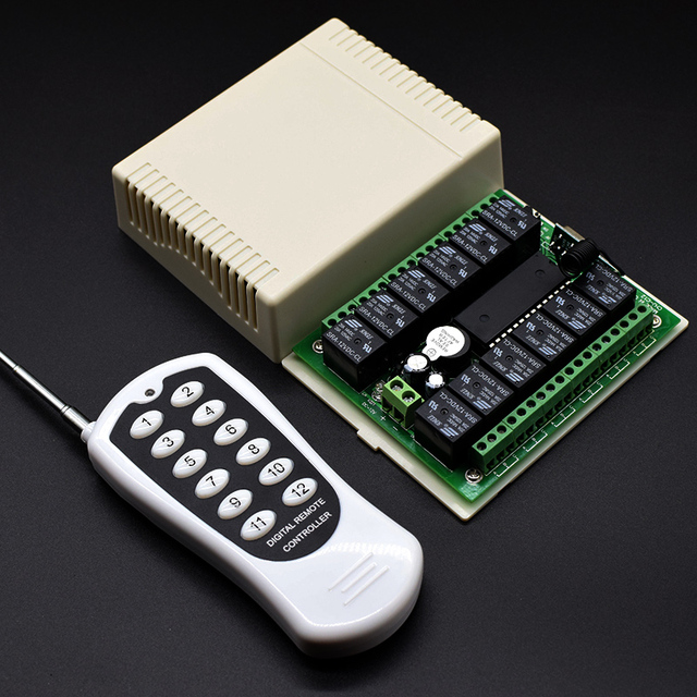 DC 12V 12 CH Channels 12CH RF Wireless Remote Control Switch Remote Control System Receiver Transmitter 12CH Relay 433 MHz