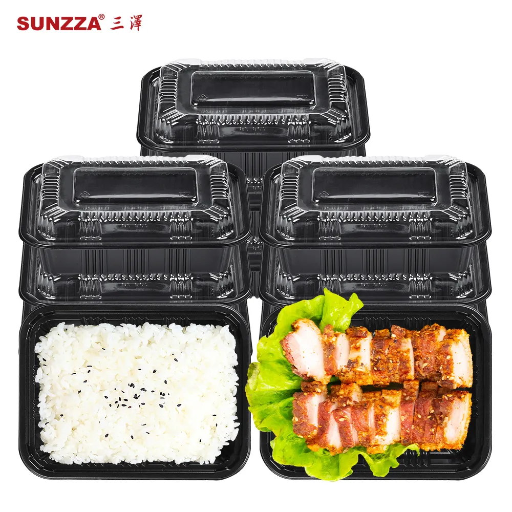 Sunzza Paquete OEM Catering Plástico Microondas comida Compartimento seguro preparación Take Away Desechable Bento Fiambrera para supermercado