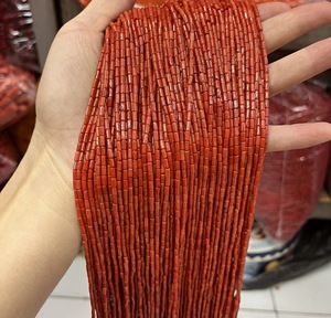 Großhandel 2*4mm Runde Bambusförmige Röhrenperlen Gefärbte Korallen-Zylinderperlen Stränge Rosa Orange Rot Korallenperlen Natürlich in Großmengen - Product Image 3