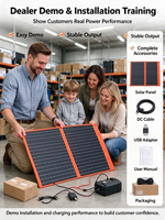 Kit de panneaux solaires monocristallins noirs portables 60W à une rangée et 2 plis pour la recharge de téléphones, ordinateurs portables, banques d'alimentation, camping, VR et marine