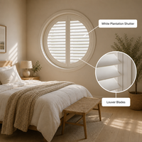 Volets roulants en tilleul pour fenêtre ronde, 89 mm, à lamelles réglables, pour fenêtre circulaire, décoration maison, hôtel, appartement