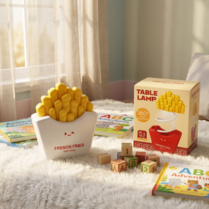 Cute French Fries Night Light USB <b>Rechargeable</b> <b>Table</b> <b>Lamp</b> 360 Degree Adjustable Plastic Bedside Desk Light Cute French Fries Nig - Product Image 4