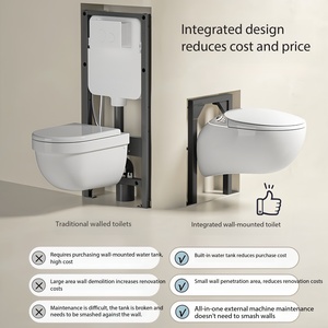 Inodoro Inteligente de Pared con Asiento Calefactado y Doble Descarga para el Hogar, Totalmente Automático, con Tanque Oculto Integrado y Asiento Flotante <span class=keywords><strong>Empotrado</strong></span> - Product Image 2