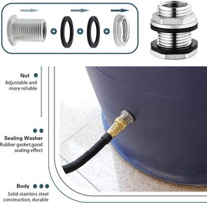 <span class=keywords><strong>Raccord</strong></span> de traversée de réservoir <span class=keywords><strong>en</strong></span> acier inoxydable 1/2" 3/4" 1" 2" double femelle 1/2 NPT/FIP et mâle 3/4 MHT fileté <span class=keywords><strong>pour</strong></span> <span class=keywords><strong>tuyau</strong></span> de jardin 304 316 - Product Image 4