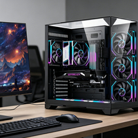 Boîtier PC Gamer Zeromaster Mid Tower Micro ATX en Alliage d'Aluminium, Design Panoramique Verre Trempé RGB, 7 Ventilateurs, AIO 360mm