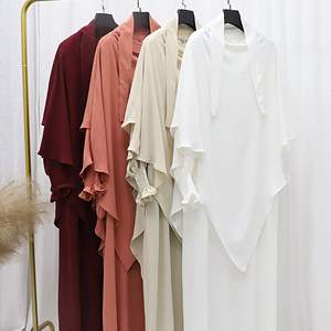 Set Abaya e Hijab Musulmano Multicolore con Maniche Arricciate 2025 per Donne, Abbigliamento Islamico Casual con Design Fluido - Product Image 3
