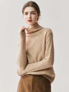 カシミアマルベリーシルクハイネックカシミヤセーター女性用ソフト長袖ニットセーター - Product Image 3