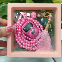 Compteur Numérique Digital de Doigt Tasbih en Verre Fait Main 99 Perles, Chapelet Islamique, Cadeau pour Mariage et Aïd