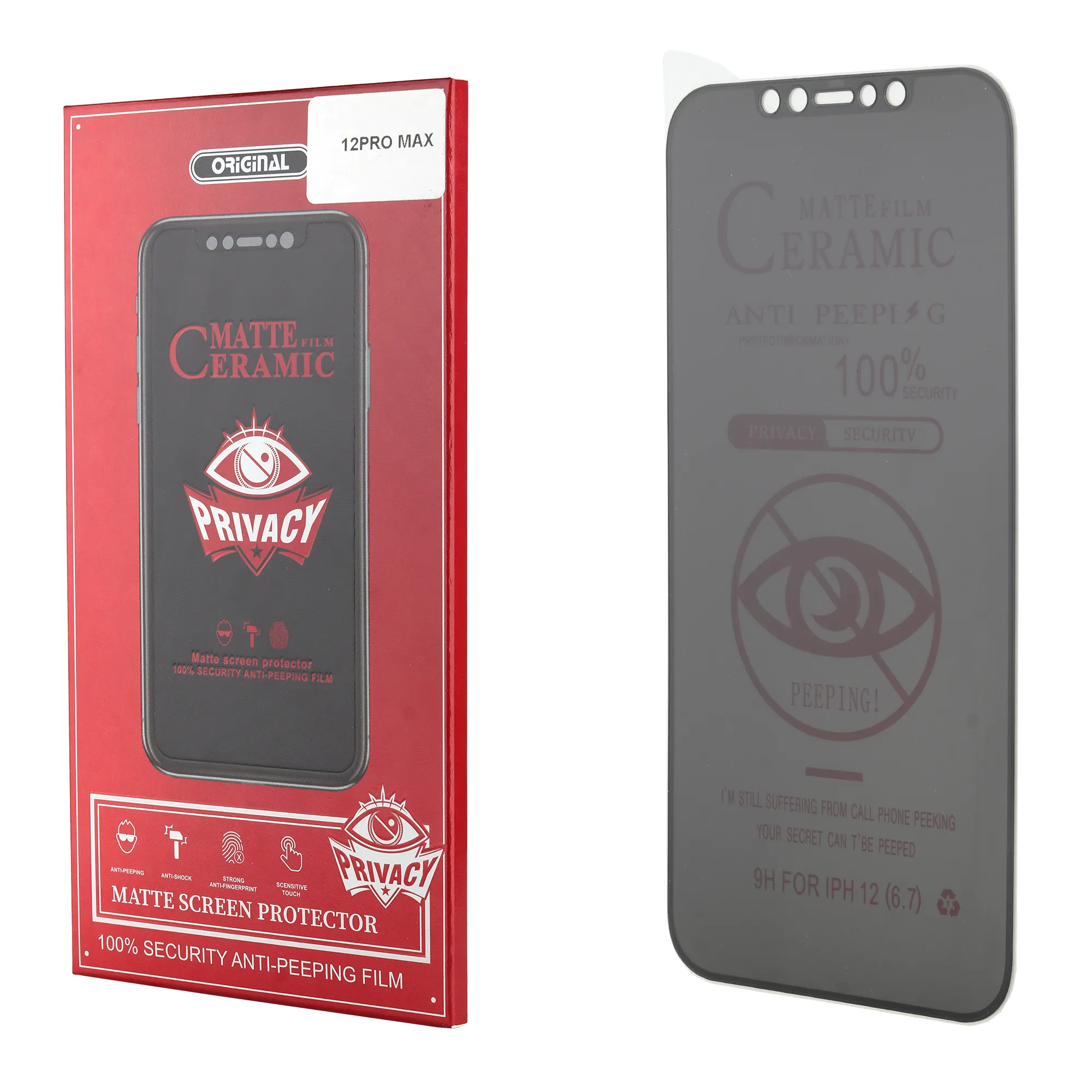 トップセールプライバシーガラスマイカセラミックアンチスクラッチフル接着剤強化ガラスプロテクターDe Pantalla Criytale for Cell Phone Micas