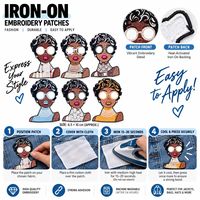 Patch brodé thermocollant ou à coudre, motif portrait de femme mignonne, lunettes et perles, style mode et tendance pour fille, vente en gros