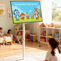 Téléviseur intelligent Android portable de 32 pouces, Full HD 1080p, fréquence de rafraîchissement de 60 Hz, écran LED blanc rotatif sur pied pour l'étude, la cuisine, le salon