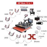 Machine de Presse à Chaud Multifonctionnelle 15 en 1 38x38cm Transfert Thermique par Sublimation 15x15 Pouces avec Plateau Coulissant