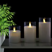Batterie betriebene flammen lose elektronische Stumpen kerze Beleuchtung Flackernde LED-Kerzen in klarem, hohem Glas mit beweglicher Flamme