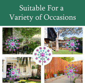 ソーラーフラワーウィンドスピナー、芝生、パティオ、庭用のソーラーデコレーション、金属製屋外彫刻、ソーラーガーデンライト - Product Image 6