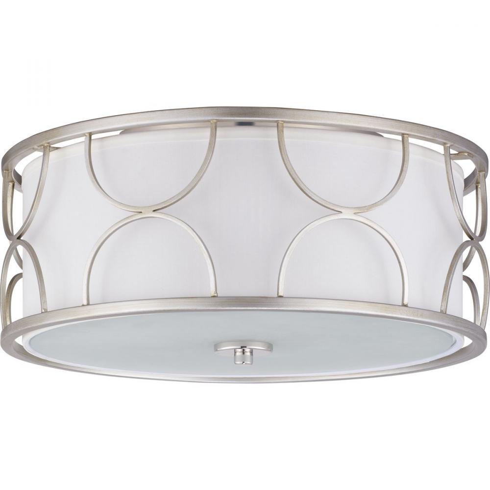 Modern Indoor Home Hotel Lighting Surface Mounted Lamp Light Brushed Nickel Ceiling Fixture Lamps with Fabric Shade