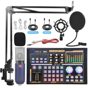 오디오 인터페이스 사운드 카드 XLR 팟 캐스트 마이크 음성 체인저 모니터 헤드폰 휴대 전화 녹음 마이크 키트 믹서
