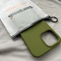 Pochette Zippée en PVC/EVA Givré Personnalisée avec Logo Noir Imprimé et Anneau pour Coque de Téléphone Accessoires iPhone 13