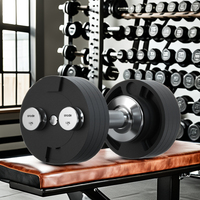 Ensemble d'haltères réglables AD80 en fonte électrolytique noire avec support à base creuse pour exercices des bras, équipement de musculation 50 lb pour hommes