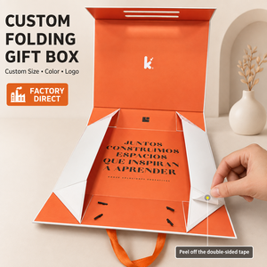 Boîte cadeau pliante magnétique personnalisée avec poignée en ruban, emballage plat, boîte en papier luxueuse et pliable pour emballage cadeau d'entreprise cosmétique - Product Image 3