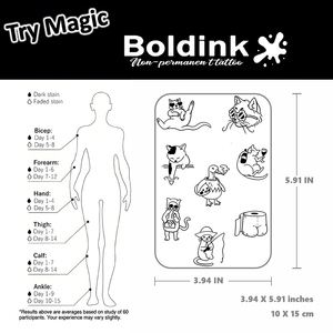 <span class=keywords><strong>Tatuaggio</strong></span> Semipermanente Personalizzato Boldink con <span class=keywords><strong>Gatto</strong></span> Meme Realistico, Impermeabile, Lunga Durata 2 Settimane, Inchiostro Jagua - Product Image 4