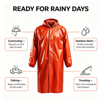 Poncho de pluie réfléchissant en tissu Oxford robuste pour hommes adultes, style coupe-vent une pièce, imperméable de sécurité pour le travail en extérieur