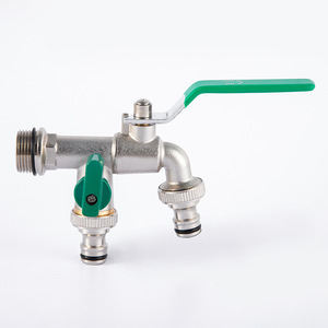 NICKEL PLATED Hpb57-3 TWO WAY DOUBLE BSP THREAD BRASS GARDEN BIB TAP FOR WASHING MACHINE