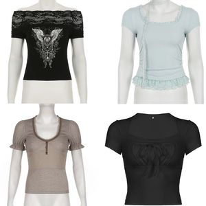 เสื้อยืดแขนสั้นคอกลมสีพื้นสำหรับผู้หญิง ระบายอากาศได้ดี เป็นมิตรกับสิ่งแวดล้อม ป้องกันรังสียูวี ผ้าถัก สวมใส่สบายๆ สำหรับฤดูร้อน สินค้ามาใหม่ ลดราคา - Product Image 1