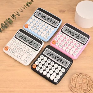 Calculatrice solaire mignonne avec fonction vocale, multifonctionnelle, pour le bureau et les finances, logo imprimé, en ABS blanc - Product Image 1