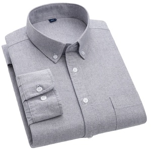 HS-221 2024 nuova camicia primavera Oxford a maniche lunghe da <span class=keywords><strong>uomo</strong></span> ampia camicia coreana alla moda bella e Casual a quadri tinta unita - Product Image 6