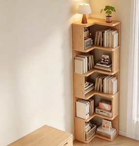 Modern Solid Wood Corner Bookcase Floor Standing Storage <b>Shelf</b> Organizer for Living Room Bedroom Home <b>Office</b> - Product Image 2