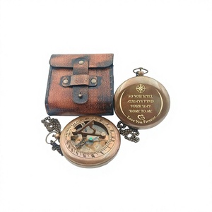 Wholesale 60mm Mini Leather Brass Marine Shockproof Lightweight <b>Compass</b> with Pointer Dial for Promotional Gifts and Travel Use - Product Image 1