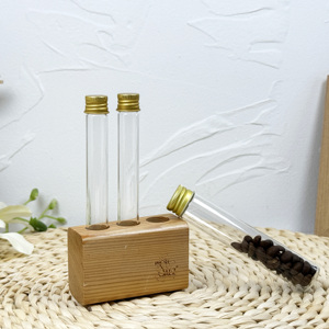 Tubos de ensayo de vidrio transparente de 115ml Tubo de ensayo plano con tapones de rosca y 1 cepillo de limpieza Almacenamiento de dulces Favores de fiesta de Ciencia - Product Image 1